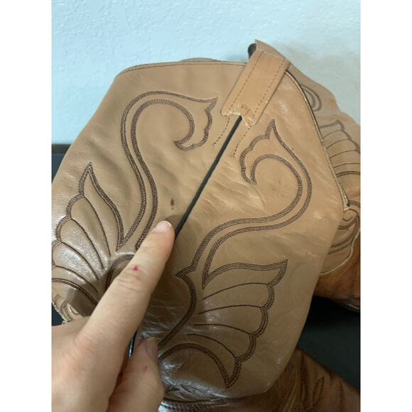 VTG Leather Western Cowgirl Zip Boots Women 9 Aztec Distressed Festival Concert - Picture 5 of 11